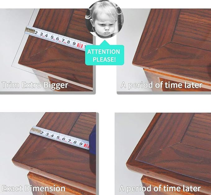 NECAUX Custom 16 x 51 Inch Clear Desk Cover Protector, 1.5mm Thick Plastic Heavy Duty Table Pad - Desk Mat & Sofa Table Protector