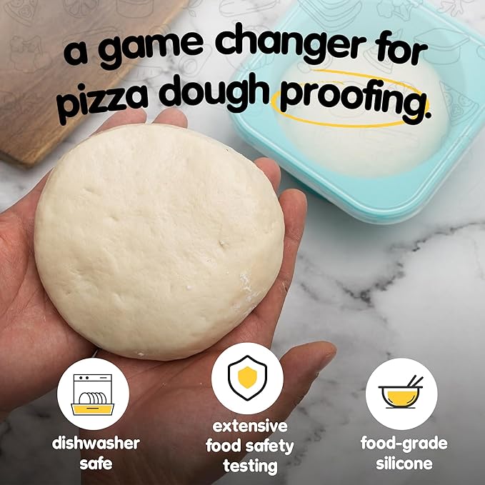 Stackable Silicone Artisan Pizza Dough Proofing Proving Containers with Lids-3 pack-500ml portion (Yellow)