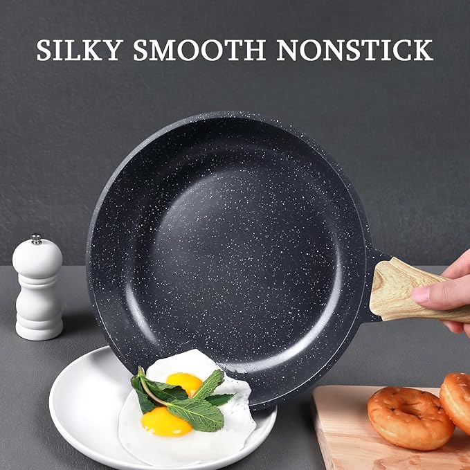 GiPP Ceramic Nonstick Frying Pan with Lid - 10" Healthy Non-Toxic Non Stick Skillet Omelette Pans, Induction Compatible Chef Pan, PFAS & PFOA-Free, Dishwasher Safe, Stay Cool Handles