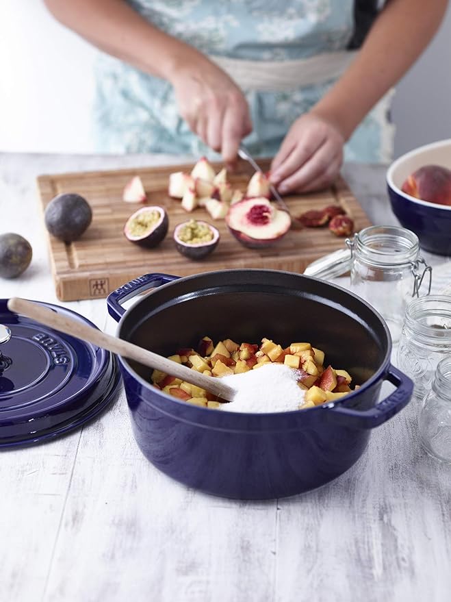 Staub Cast Iron 4-qt Round Cocotte - Dark Blue, Made in France