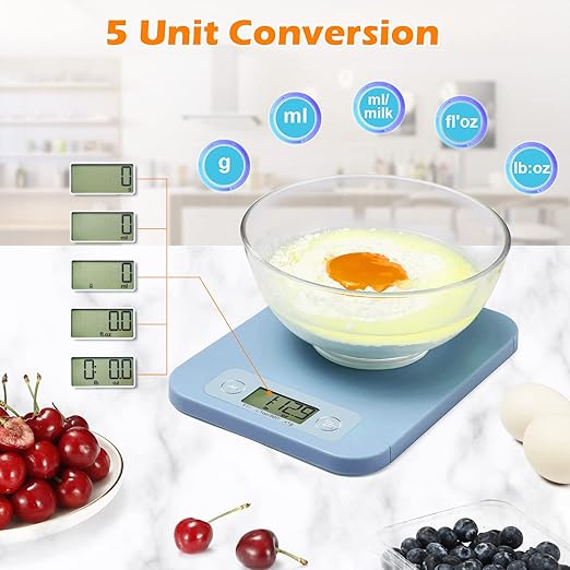 Digital Food Scale for Weight Loss - Smart Food Scale with Nutritional Calculator, Kitchen Scales for Food Grams and Ounces, Food Weight Scale for Baking, Diet, Diabetics, Calories 0.1oz/1g (3g-5kg)