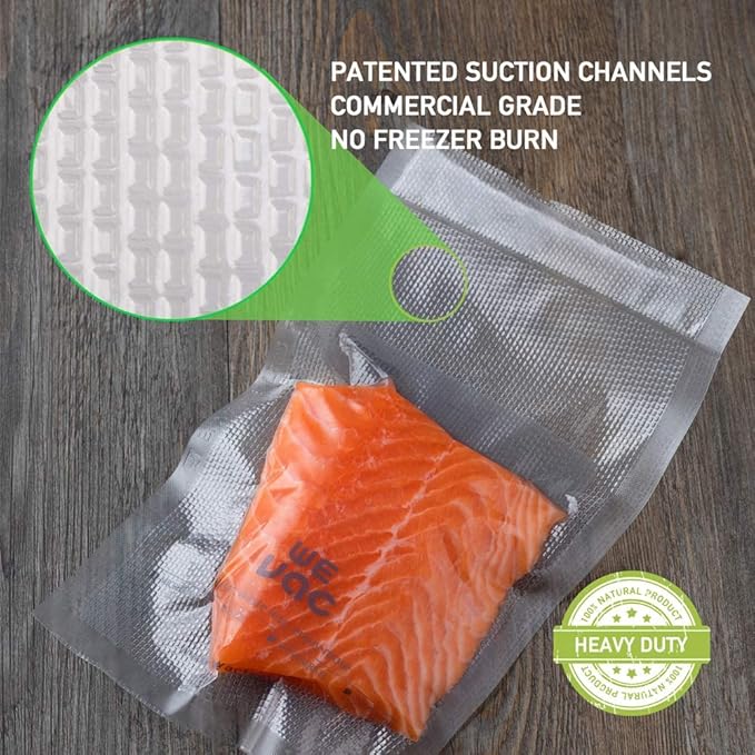 Wevac 8''x100' & 11''x100' 2 Rolls Food Vacuum Seal Roll Keeper with Cutter, Ideal Vacuum Sealer Bags for Food Saver, BPA Free, Commercial Grade, Great for Storage, Meal prep and Sous Vide