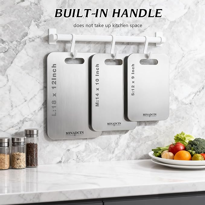 Titanium Cutting Boards For Kitchen, 100% Pure Cut Titanium Cutting Board, Food Grade Quality, Double-sided non-toxic, Easy To Clean, Dishwasher Safe And Will Not Absorb Odors(18L*10W)