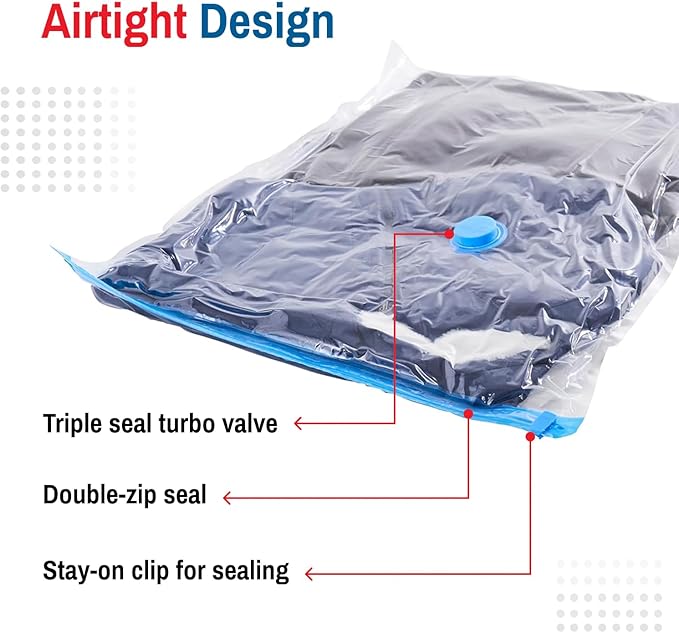 10 Pack Jumbo Vacuum Storage Bags for Comforters, Blankets & Clothes – Jumbo Vacuum Sealed Compression Bags with Hand Pump – Space Saver Storage Bags for Bedding, Moving, Travel & Organization