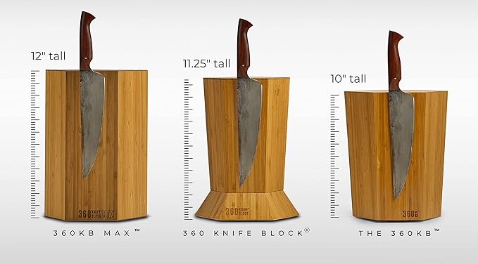 360KnifeBlock® - The 360KB™ (bamboo) ROTATING Magnetic Knife Block 10" tall SeriousEats/Food&Wine BEST Universal Knife Block - handmade in Washington