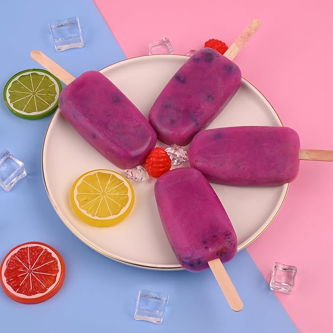 WMKGG Popsicles Molds,Popsicle Silicone Molds Set, 2 PCS Ice Cream Molds with 50 Wooden Sticks for Cake Pop, Ice Pop, Cakesicles (Standard Size/Rose Red)