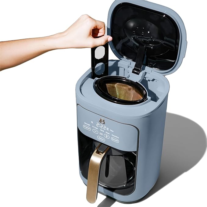 Beautiful Coffee Maker, 14-Cup, Touch-Activated Display, Programmable, Automatic Shut-Off, 1200W, Keep Warm, 24h Timer (Cornflower Blue)