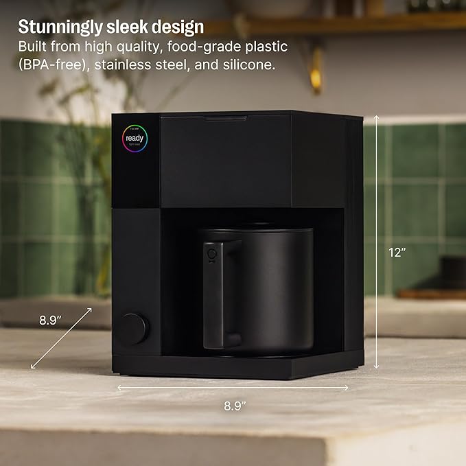 Fellow Aiden Precision Drip Coffee Maker, Thermal Carafe, Perfect Temperature Control, Bloom Cycle, Single Serve to 10 Cup Capacity, Matte Black