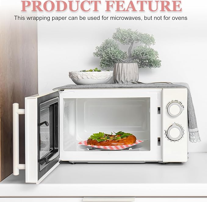 PATIKIL 8.7" x 8.7" Waxed Paper Sheets, 100Pcs Square Pattern Oil-absorbing Dry Food Wrapping Paper for Bakery Coffee Shop Home Baking Kitchen DIY, Red