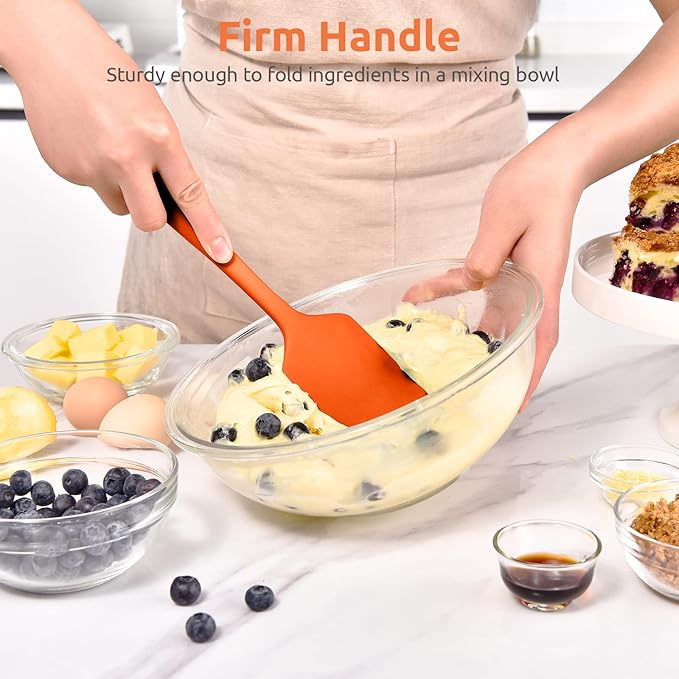U-Taste 11.38" Silicone Baking Spatula: 480ºF Heat Resistant Food Grade Flexible Rubber Kitchen Bowl Scraper, Seamless Pastry Spreader for Mixing Stirring Scraping in Nonstick Cookware (Orange)