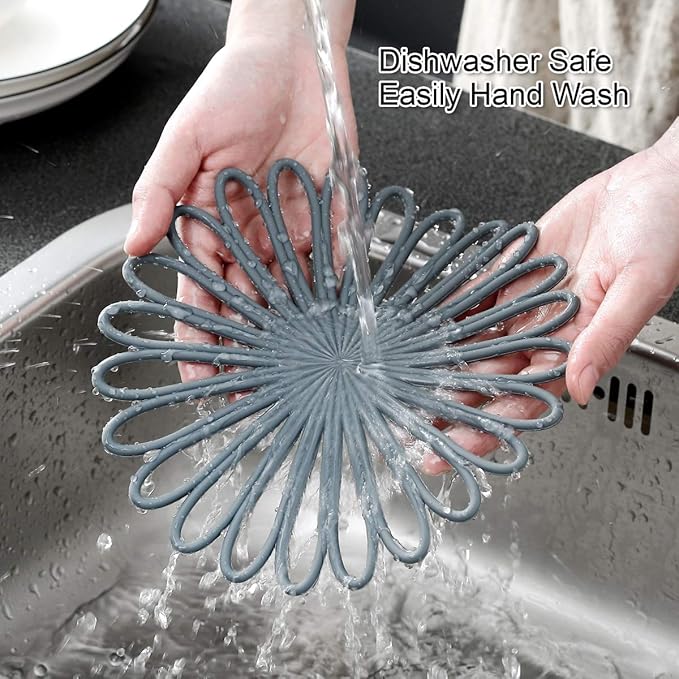 Set of 3 Silicone Trivet Mat - Hot Pot Holder Hot Pads for Table & Countertop - Trivet for Hot Dishes - Non-Slip & Heat Resistant Modern Kitchen Hot Pads for Pots & Pans, Chocolate Brown