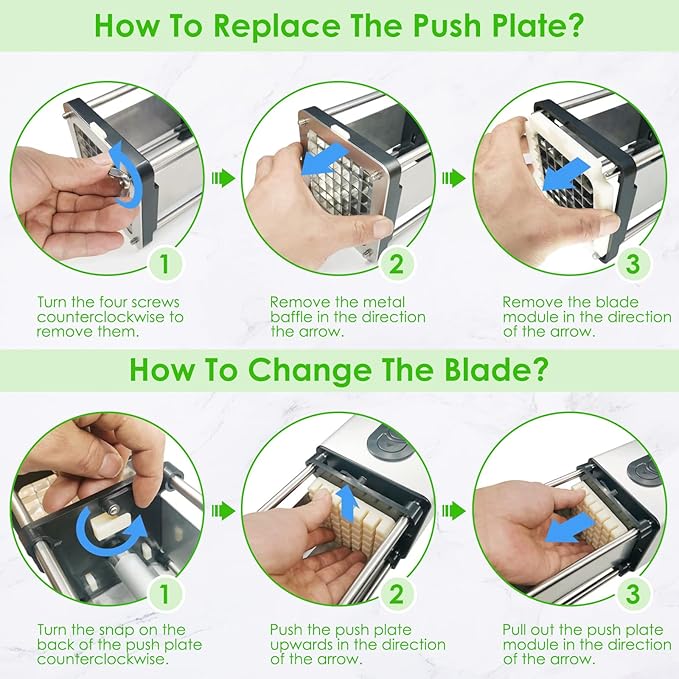 YOTAN Electric French Fry Cutter,French Fry Cutter Stainless Steel with 1/2 & 3/8 Inch Blade,Commercial and Household Electric Fry Cutter,Potato Slicer,Use for Potatoes,Onion,Cucumbers,Apples