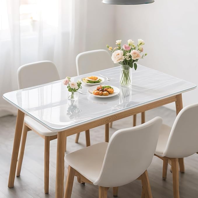Clear Table Protector 30 x 60 Inch, 1.4mm Thick Waterproof PVC Plastic Table Cover, Durable Table Pad for Dining Room, Kitchen, Writing Desk, and Coffee Tables