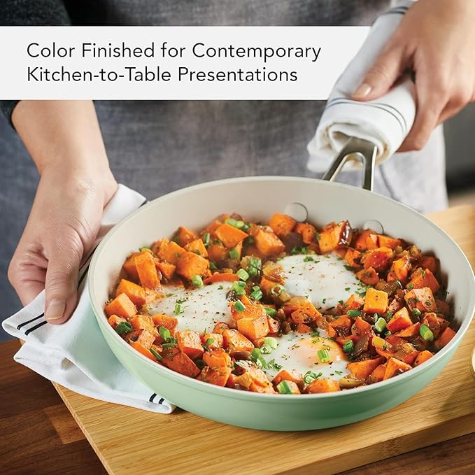 KitchenAid Hard Anodized Ceramic Nonstick Cookware Pots and Pans Set, 9 Piece - Pistachio