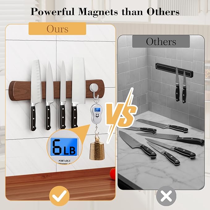 Magnetic Knife Holder for Wall, 12 Inch Wood Strong Magnetic Knife Strip, Small Kitchen Storage Space Savers, Rv Apartment Farmhouse Accessories Organizer, Housewarming Gifts for New Home