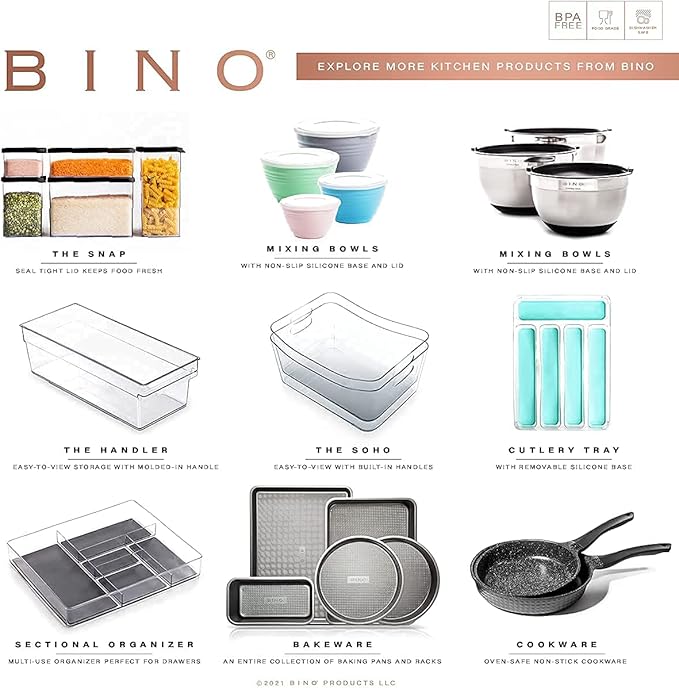 BINO | Clear Storage Organizer | THE HOLDER COLLECTION | Clear Containers for Organizing with Built-in Handles | Pantry Organization and Storage | Fridge Organizer | Smart Storage Bin Cabinet | Large