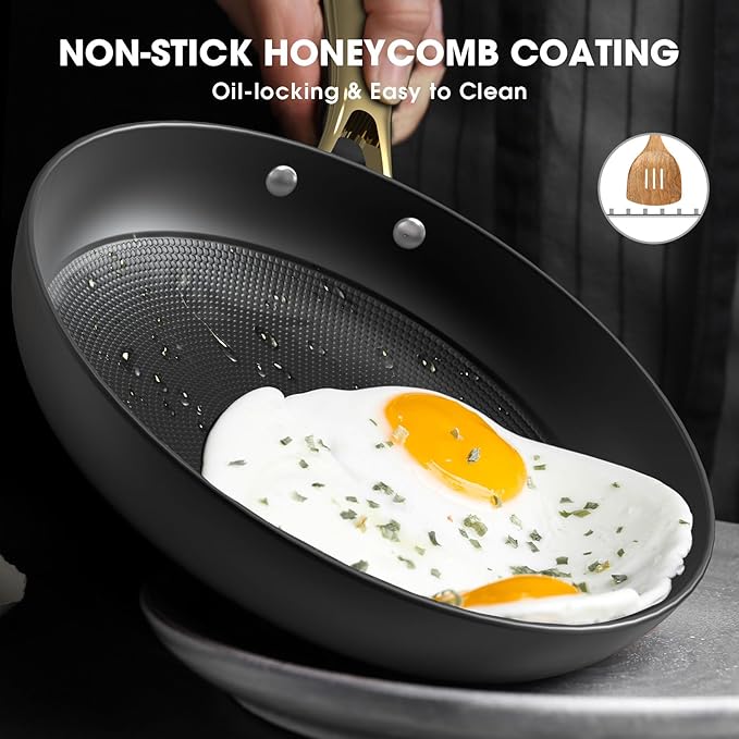 imarku Non Stick Frying Pans, Cast Iron Skillets 2Pcs - 8 inch & 12 Inch Nonstick Frying Pan, Long Lasting Frying Pan Set, Professional Frying Pans Nonstick Oven Safe Pan, beat Gifts for Women Men