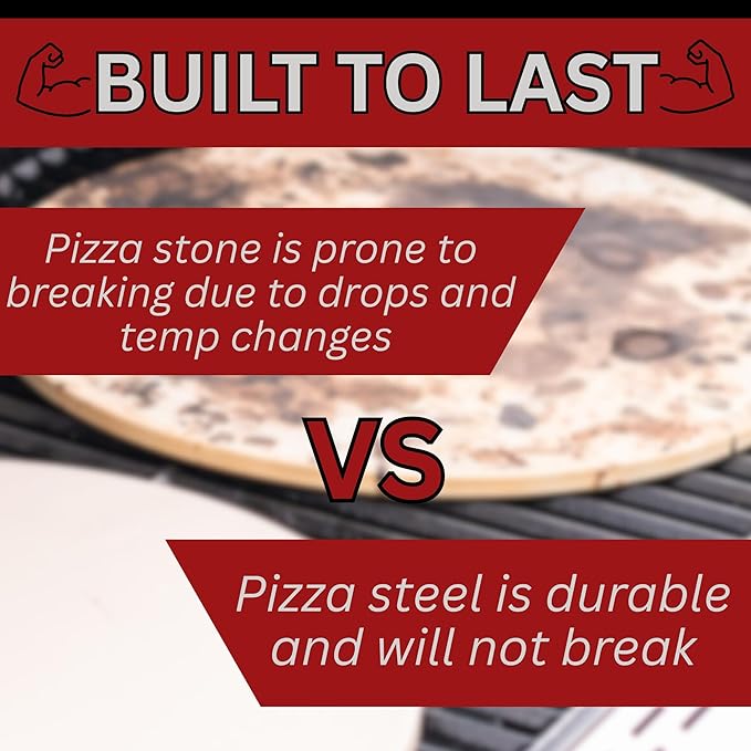ThermiChef 16" by 16" Pizza Steel (3/8" Deluxe Thickness) - Multipurpose Cooking Steel for Ovens & Grills - Made in the USA