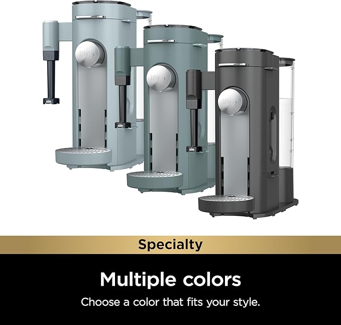 Ninja Pods & Grounds Specialty Single-Serve Coffee Maker, K-Cup Pod Compatible, Built-In Milk Frother, 6-oz. Cup to 24-oz. Travel Mug Sizes, Iced Coffee Maker, Glacier Blue, PB051GB