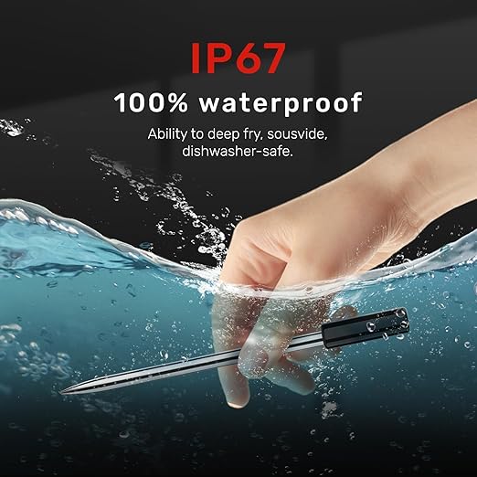 Pro Smart WiFi Wireless Meat Thermometer, Unlimited Range, Improved Stability, Ultra-Thin Probe, Bluetooth Digital Food Thermometer for Remote Monitoring of Oven/Kitchen/BBQ/Grill/Rotisserie