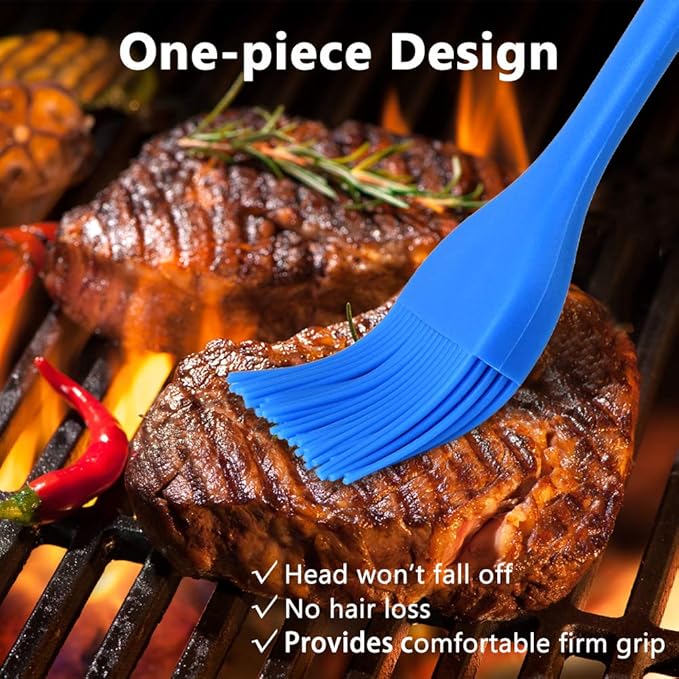 Silicone Basting Pastry Brush Set 4 Pack Heat Resistant Spread Oil Butter Sauce for BBQ Grill Barbeque Kitchen Baking Cooking Pastries, 2 Large & 2 Small Multicolor