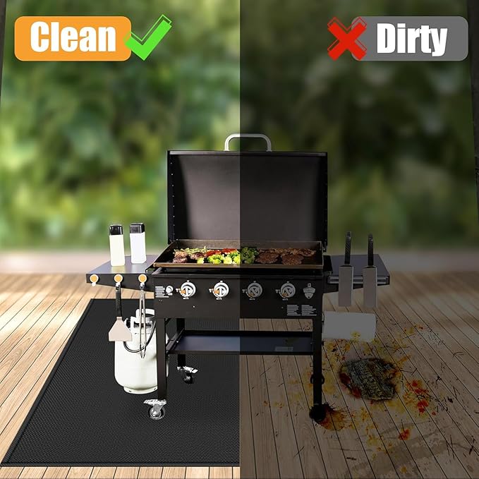 65 ×48 inches Under Grill Mats for Outdoor Grill/ Fireproof Fire Pit Mat Fireplace Mat, Double-Sided Fireproof Grill Pad, Oil-Proof Waterproof BBQ Mat Pads Protector for Deck Patio Smokers Gas Grills