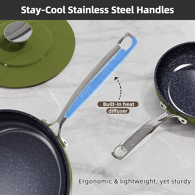 Nuwave Lux 13pc Forged Lightweight Cookware Set PFAS Free, Healthy G10 Duralon Ceramic Coating, Ultra Non-Stick, Stay-Cool Handles, Works on All Cooktops & Induction Ready