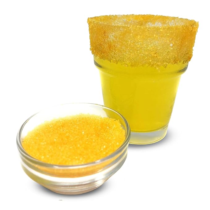 Snowy River Yellow, Cocktail & Margarita Sugar Rimmer - Vibrant Color Glass Rimming Sugar with Medium Crystal Texture - 8oz