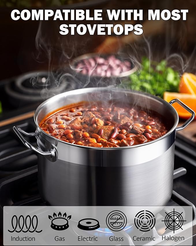 Cooks Standard Stockpots Stainless Steel, 11 Quart Professional Grade Stock Pot with Lid, Silver
