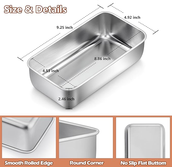 LIANYU Bread Loaf Pans Set of 24, 9x5 Inch Stainless Steel Bread Baking Pans Loaf Tins for Sourdough, Sandwich, Meatloaf, Easy Release & Dishwasher Safe