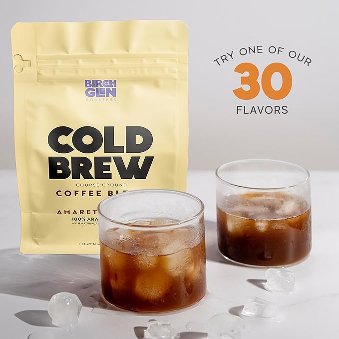 Birch Glen Roasters Cold Brew Coffee | Flavored Coarse Ground Coffee | Medium Roast | Artisanal Roasting | 100% Arabica |1 LB Bag | Irish Cream
