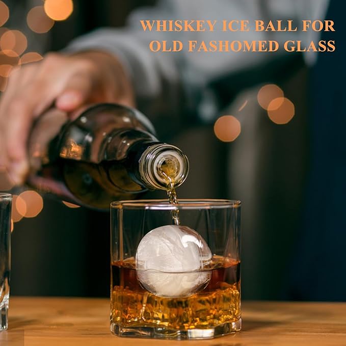 Round Ice Cube Mold,8 PCS x 1.8 in Whiskey Ice Cubes,Circle Ice Cube Tray with Lid,Large Ice Ball Maker Mold Sphere Ice Cube,Large Ice Cube Molds for Cocktails,Coffee(Round Ice Cube Mold,Black