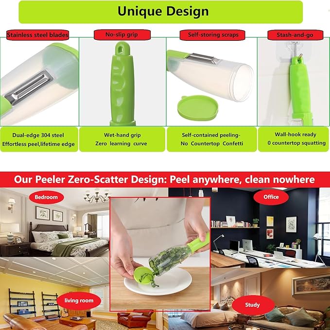 Vegetable peelers for kitchen, Potato Peeler, Fruit Carrot Veggie Peelers Built-in peel catcher, Peeler with Ergonomic Non-Slip Handle,Dishwasher safe for home, office and camping(Red)