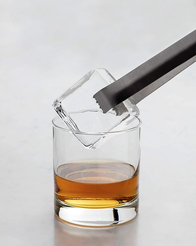 W&P Large Clear Cocktail Ice Mold - Craft Large, Flawless Ice Cubes for Cocktails, Drinks & Whiskey Premium Silicone Ice Mold BPA-Free, Easy-Release Square Ice Tray