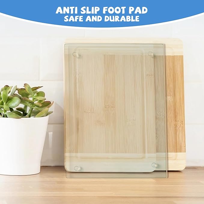 Tempered Glass Cutting Board for Kitchen, Clear Glass Board for Countertop, with Non-Slip Feet, Heat Resistant, Extra Large Size 16x20" 1Pcs
