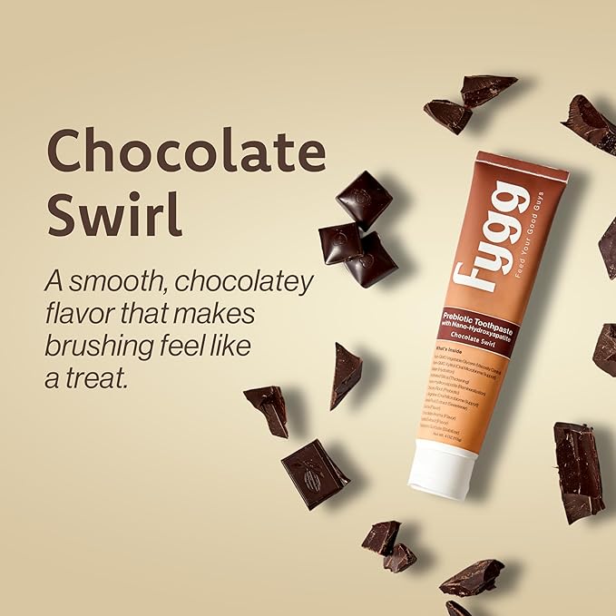 Fygg Nano Hydroxyapatite Toothpaste with Prebiotics | Fluoride & SLS Free with Hydroxyapatite | Remineralizing nHA Tooth Paste for Sensitive Teeth | Chocolate Swirl, 4 Oz
