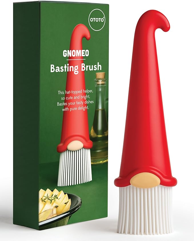 OTOTO Gnomeo Pastry Brush - Silicone Basting Brush for Cooking, Spread Oil Butter Sauce for BBQ Grill Baking, Gnomes Gifts for Women, Cute Funny Kitchen Gadgets