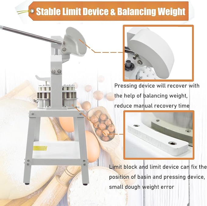 Commercial Dough Divider Manual 18PCS Dough Divider 2.12oz-11.29oz Heavy Duty Dough Cutter Machine with 60-320g Dough Weight Range for Baking, 18PCS