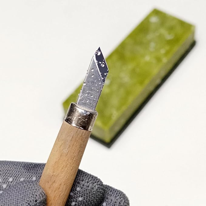 Knife Sharpening Stone,10000 Grit Sharpener Whetstone Final Fine Polishing Natural Green Honing Oilstone for, Knives Tools,Cutting ToolsAngle Guide, Diamond Stone and Non-Slip Rubber Base (SET-D)