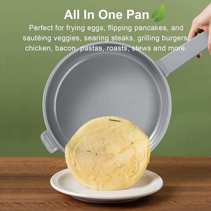 COOKLOVER Nonstick Ceramic Fry Pan, Non-Toxic, PTFE&PFOA Free, Induction Compatible Egg Skillet Frying Pan with Heat Resistant Handle, 11 Inch – Gray