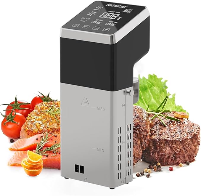 Anchorchef Sous Vide 1400W Precision Cooker, Professional Sous Vide Cooker with Stainless Immersion Circulators, with large Touchscreen Accurate Temperature Timer, Fast-Heating, Powerful Pump Design