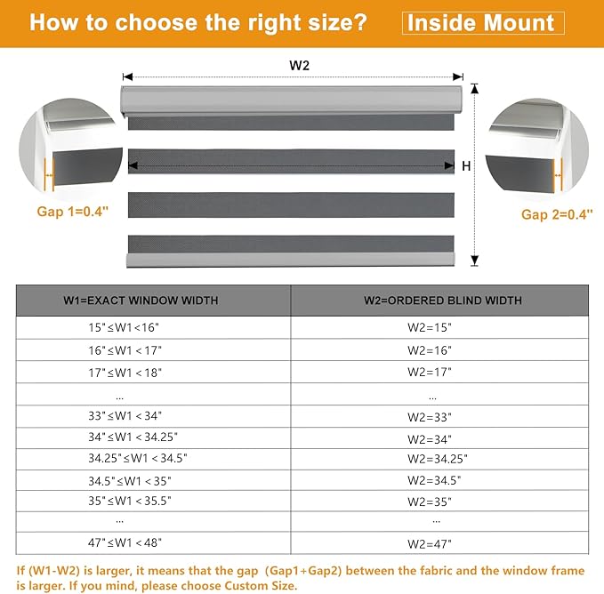 Persilux Cordless Zebra Blinds for Windows Free-Stop Roller Windows Shades (23" W X 64" H, Grey) Dual Layer Light Control for Day and Night, Light Filtering Sheer Shades for Home