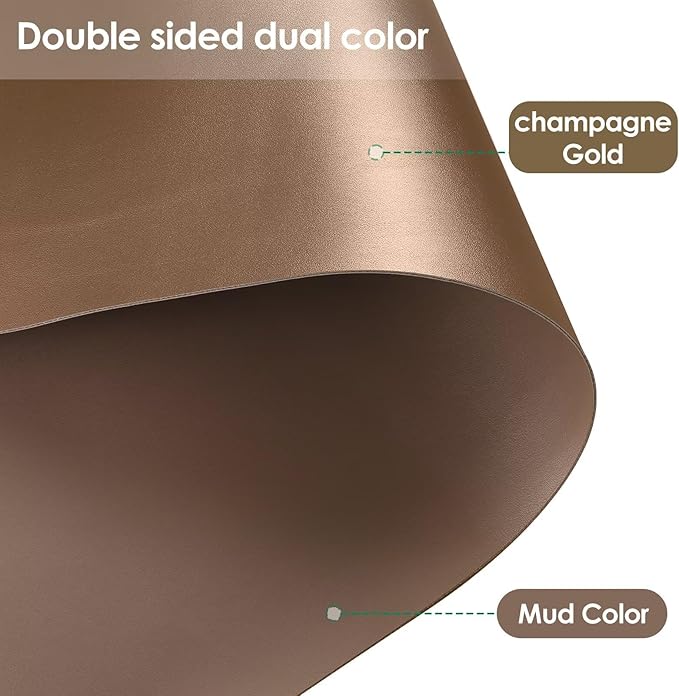Leather Table Pad,1.8mm Thick,40x72 Inch,Dining Table Pad,Table Pads for Dining Room Table Rectangular,Table Protector for Dining Room Table(Mud Color+Champagne Gold,40x72)
