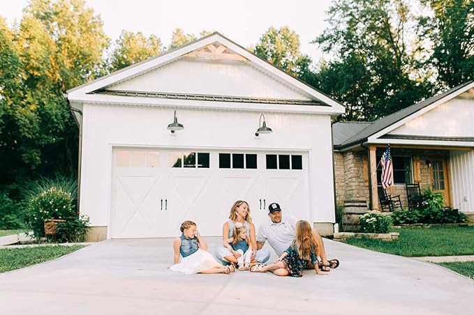 Steel Lighting Co. Gardena Barn Light | Outdoor Wall Mounted | 16" Dome | 11" Gooseneck | Farmhouse Light Made in America | Red Exterior/White Interior