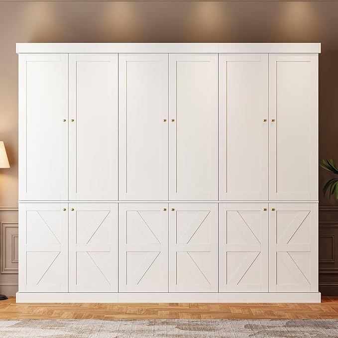 70.8" Tall Farmhouse Kitchen Pantry Cabinet with Doors, Modular Storage Cabinet with 4-Tier Adjustable Shelves, White, Wooden Hutch for Kitchen, Living Room