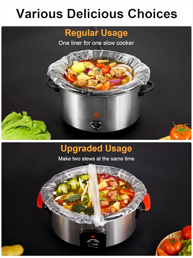 SMARTAKE Slow Cooker Liners, Small Size 13"x 15" Disposable Cooking Bags, Fit 1.5QT to 3QT for Slow Cooker, Cooking Trays, Suitable for Oval & Round Pots, 60 Liners