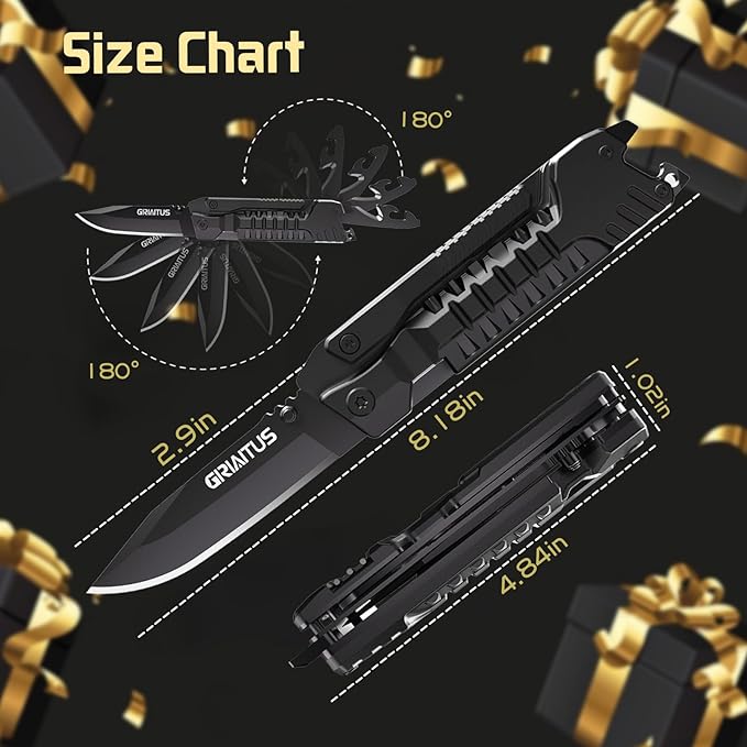 Multi-Tool Gifts for Men, Christmas Stocking Stuffers for Dad from Daughter Son, Multitool Knife 17 in 1 EDC Gear Cool Father Unique Birthday Gifts for Him Husband Boyfriend Grandpa Camping Essentials