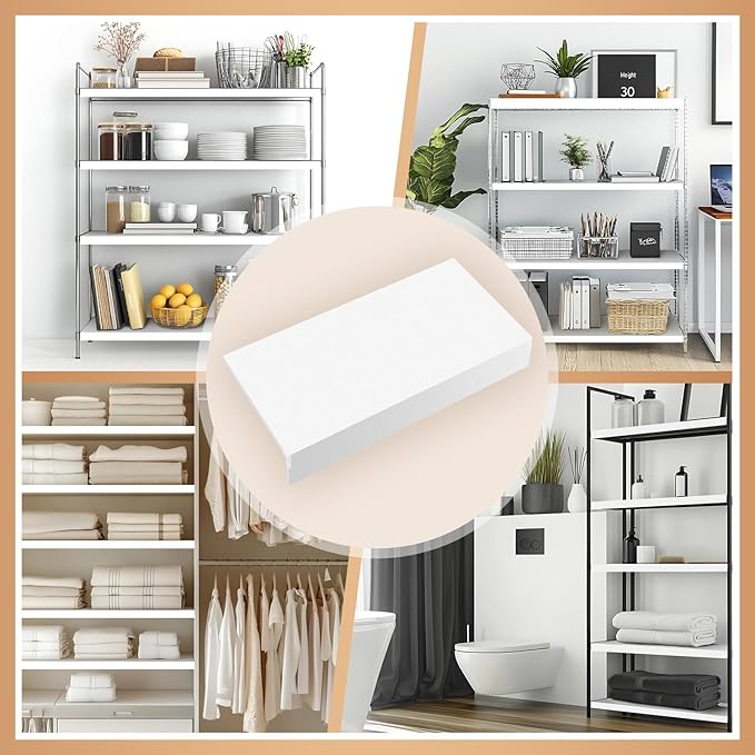 5 Pcs Wire Rack Covers 24x16x3 inch PVC Pantry Shelf Cover 0.31 inch Thick Removable Closet Wire Rack Shelf Covers,Decoration Kitchen Bathroom Office Shelving (Light luxury white, 24x16x3 inch)
