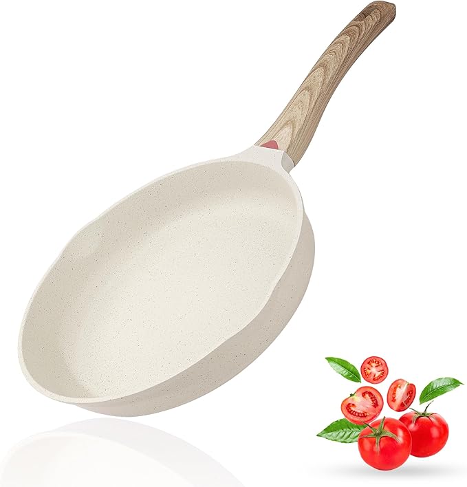 Vinchef Nonstick Frying Pan Anti Scratch,12.5 Inch Skillet Cast Aluminum Cookware, Induction Compatible White
