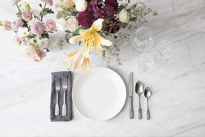 FORTESSA Ashton 18/10 Stainless Steel Flatware, 5 Piece Place Setting With Knife, Forks and Spoons (Service For 1), Dishwasher Safe, Antiqued